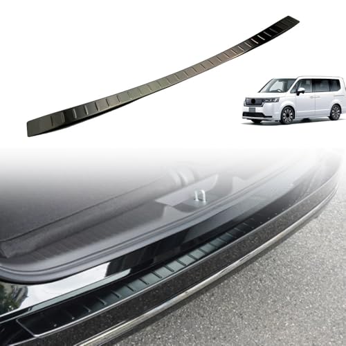 【Deesse】ホンダ 新型 ステップワゴン スパーダ RP系 RP6 RP7 RP8 2022年5月~に対応 リアバンパーステップガード 1P スカッフプレート 保護パーツ プロテクター ステンレス製 外側 アクセサリー (ブラックヘアライン)