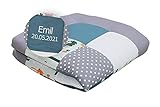 ZERTIFIZIERTES MATERIAL: Die Vorderseite der Babydecke besteht aus 100% Baumwolle und die Rückseite ist aus 100% Polyester gefertigt. Alle Materialien sind OEKO-TEX zertifiziert und somit antiallergisch & schadstoffgeprüft.