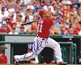 SANDY LEON WASHINGTON NATIONALS ACTION SIGNED 8x10 - Autographed MLB Photos