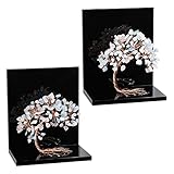 rockcloud Set of 2 Aquamarine and Rose Quartz Crystal Tree Acrylic Decorative Bookends, L-Shaped Heavy Duty Book Ends to Hold Books for Home Office Shelves, Blue&Pink