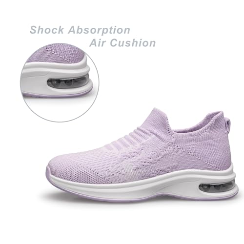 Yhoon Girls Sock Shoes Kids Sneakers Slip On Walking Tennis Running Shoes Light Purple Big Kid Size 4 thumb #5