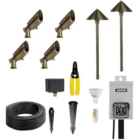 VOLT Professional Landscaping Lighting Kit, Brass Cover