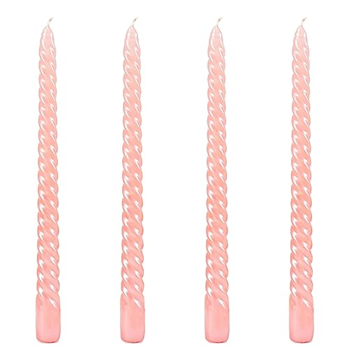 Berkebun Pink Taper Candles 10 inch -Set of 4 Tapered Candles, Long Candle,Tall Candlesticks, Home Dinner, Party, Wedding, Halloween, Churches,Christmas (4pcs, Pink)