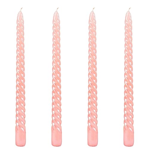 Berkebun Pink Taper Candles 10 inch -Set of 4 Tapered Candles, Dripless and Smokeless,Long Candle,Tall Candlesticks, Home Dinner, Party, Wedding, Halloween, Churches,Christmas (4pcs, Pink)