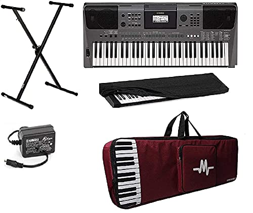 Mexa Compatibale With Yamaha Keyboard PSR-I500 Digital Portable Touch Sensitive 61-Keys Keyboard With Gig Bag; Stand; Dust Cover & Power Adapter Combo Pack.