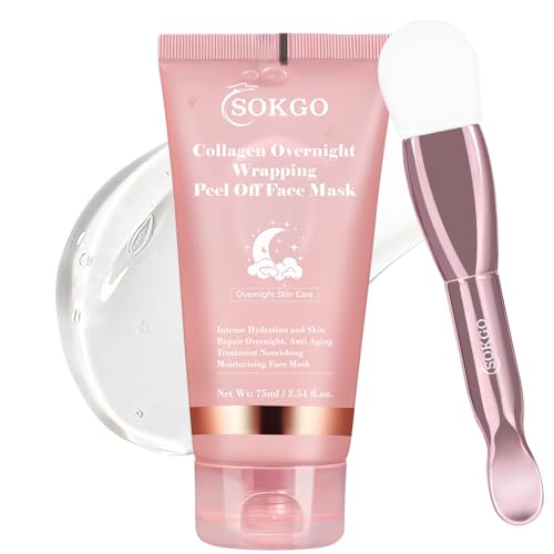Sokgo Collagen Overnight Wrapping Mask Intensive Hydration Anti Aging Overnight Skin Treatment Boosts Elasticity and Firmness Revitalizes Dull Skin Reduces Fine Lines and Wrinkles (1PCS)