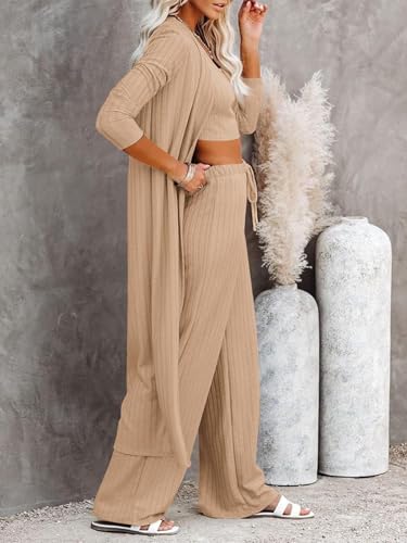Image of Fessceruna Womens 3 Piece Lounge Pajamas Sets Cute Vacation Matching Set