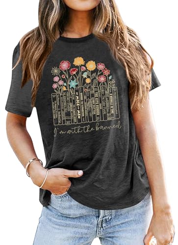 Image of Books Shirts for Women Reading T-Shirt Book Lover Tops Funny Readers Gifts Clothes Casual Librarian Tees
