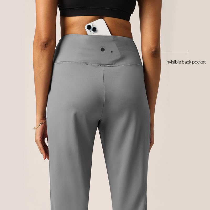 Image of BlissClub Women's Ultimate Straight Pants - Lite, High Waist Formal Trousers with Wide Waistband, Tall (for Women Above 5'5 ft)