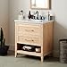 Signature Hardware 475052 Burfield 31" Free Standing Single Vanity Set with Bamboo Cabinet, Vanity Top, and Rectangular Undermount Vitreous China Sink - 8" Faucet Holes