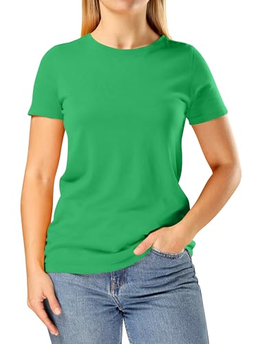 Image of Looks Divine Gift Women's T-Shirts Crew Neck Short Sleeve Ladies Cotton T-Shirt for Women UK (UK, Alpha, L, Regular, Regular, Kelly Green)