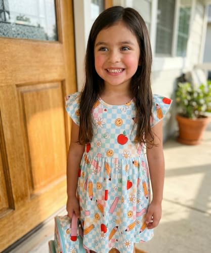 Image of Unique Baby Girls' Short Sleeve Everyday Printed Dresses for Kid and Toddler, Sizes 2T-12Y