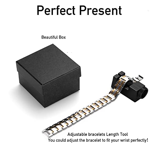 Titanium Power Magnetic Bracelet Lose Weight - Magnetic Bracelets For Men | Magnetic Therapy Bracelet For Arthritis Pain Relief And Carpal Tunnel, Titanium Jewelry, Length Adjustable With Tool, Gold #TOP3