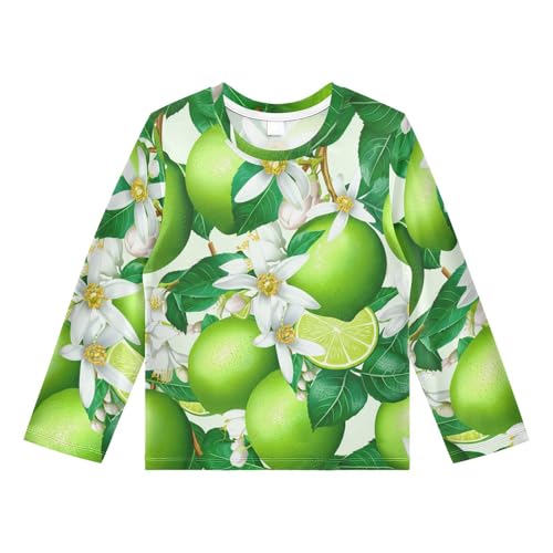 Lemon Blossom Foliage Green Rash Guard Shirt for Boys Sun Protection Shirt for Running Swiming Pool UPF50+ 5-6T