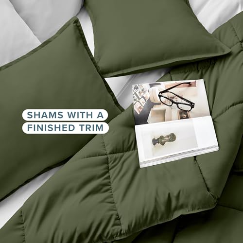 Bare Home Comforter Set - Queen Size - Ultra-Soft - Goose Down Alternative - Premium 1800 Series - All Season Warmth (Queen, Cypress Green) by Bare Home - Image 4