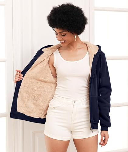 Image of SWISSWELL Hoodies for Women Winter Fleece Sweatshirt - Full Zip Up Thick Sherpa Lined Hooded Jacket