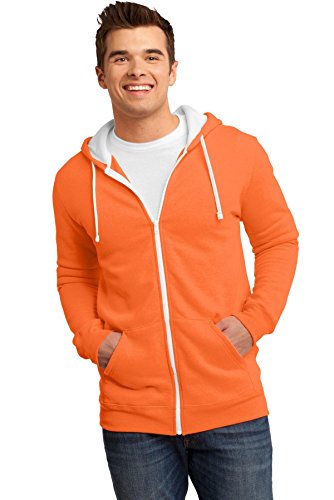 District Men's Young The Concert Fleece Full Zip Hoodie XS Neon Orange