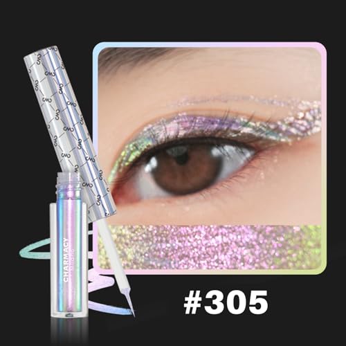 Image of CHARMACY Chameleon Liquid Eyeliner, Liquid Glitter Eyeliner, Highly Pigmented, Metallic MultiColor Shifting waterproof Eyeliner, Ultra-Fine Tip, Longwearing, Smudge-proof (#305)