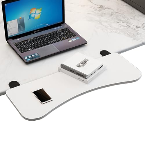 Cクランプ付きの人間工学に基づいたデスクエクステンション、90°折りたたみ式キーボードトレイとアームレストサポート、作業スペースを最大化し、負担を軽減、デュアルモニターのセットアップに最適