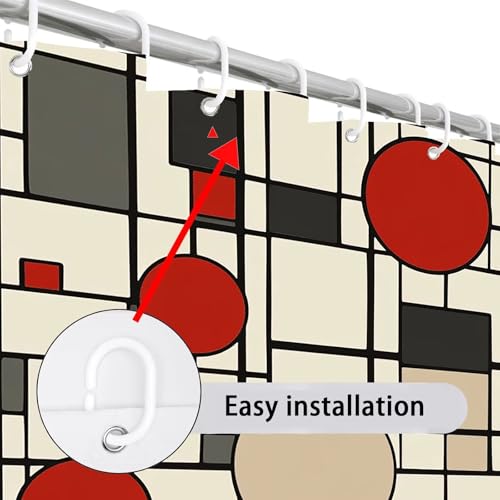 Rideau de douche crème géométrique polyester lavable 120x180 cm