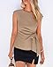 BTFBM Womens Tops Summer 2026 Cap Sleeve Crew Neck Tie Waist Blouses Dressy Casual Business Work Clothes Spring Fashion(Khaki, Medium)