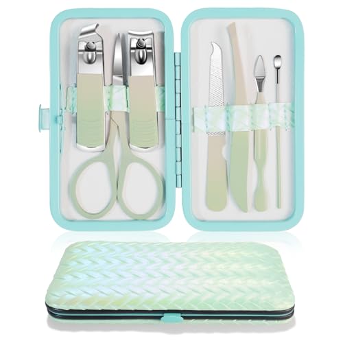 7 Pcs Set de Manicura Profesional Cortauñas Manicura Pedicura Kit de Acero Inoxidable Herramienta para el Cuidado de las Uñas Kits de Grooming para Mujeres Wen con Estuche de Viaje de Almacenamiento