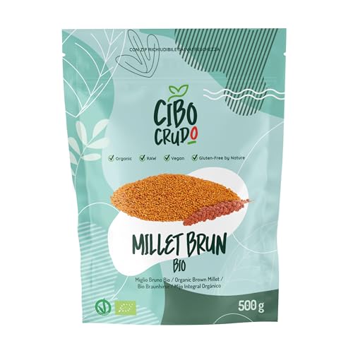 Graine de Millet Brun Bio et Cru - 500g. Graines de Millet Contenant Protéines Végétales Vitamines et Sels minéraux.