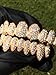 14k Gold Joker Grillz Set CZ Diamond Top & Bottom Teeth, Iced Grillz, Hip Hop Mouth Grills, 8 Teeth, Set for Men and Women