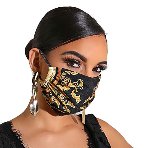 Urieo Fashion Face Masks Black Cotton Printed Mask Reusable Washble Face Cover Nightclub Masquerade for Women and Girls