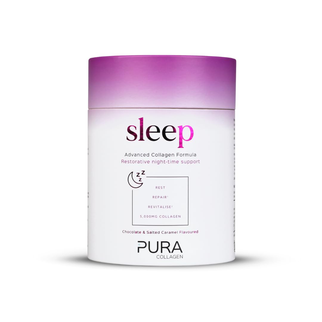 Pura Sleep Collagen Powder with Magnesium – Chocolate & Salted Caramel, 404g | Hydrolysed Bovine Collagen Peptides | Sleep Supplement with Glycine & Essential Amino Acids for Relaxation & Skin Health