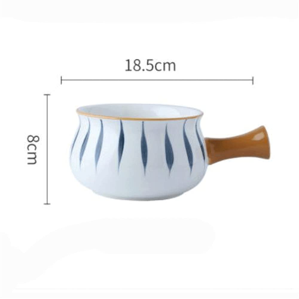 Teller- und Schüssel-Sets, Keramik-Reisschüssel, 18,5 x 8 cm, Haushaltsgeschirr, Frühstück mit Griff, Suppenschüssel, Restaurantgeschirr, 630 ml, geeignet für Spülmaschi