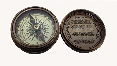 Brújula Antigua de Latón con Estuche de Cuero miniatura 2
