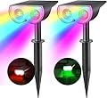Consciot Solar Spot Lights Outdoor, Halloween Decorations 16 LEDs IP67 Waterproof Color Changing Solar Outdoor Lights, 8 Colors, 2-in-1 Adjustable Wall Lights for Garden Yard Pathway, 2 Pack(RGB)