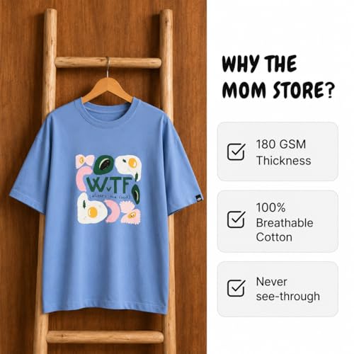 Image of The Mom Store Mom T-Shirt | Cotton | Pre and Post Pregnancy | Quirky Statements | Comfortable | Oversized