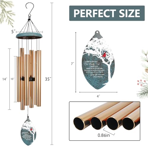 Image of ASTARIN Custom Cardinal Memorial Wind Chimes, 35 inch Sympathy Gifts Wind Chime for Loss of Mom Dad Sister Son, Personalized Name Date Bereavement Condolence Gift for Outside Outdoor,Produced in Texas