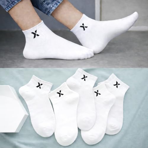 Image of RECKZOZ Men's Cotton Blend Ankle Length Socks, Multicolour, Free Size, Breathable, Casual Wear, 5 Pair