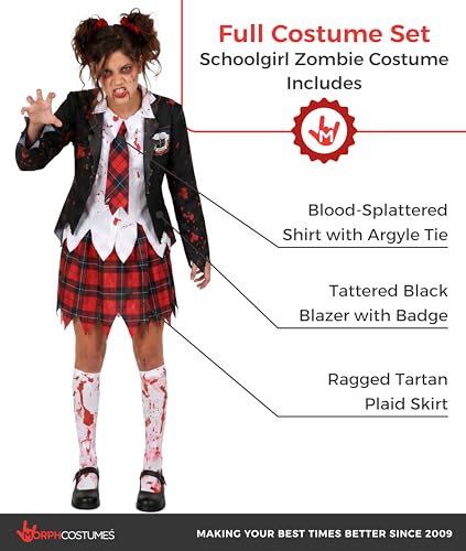 Disfraz de zombie escolar para niñas miniatura 2