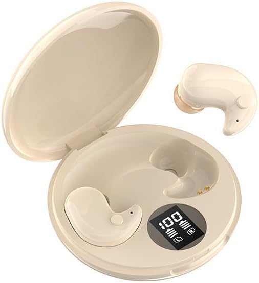 MIKUEREar Headphones Ear Wireless Earbuds Bluetooth 5.3 Sport Earphones with Ear Hooks Earbuds Hi-Fi Sound Quality 16mm dynamic Drivers Over-Ear Air Conduction Tech for Sports 4D Stereo Sound (Beige)