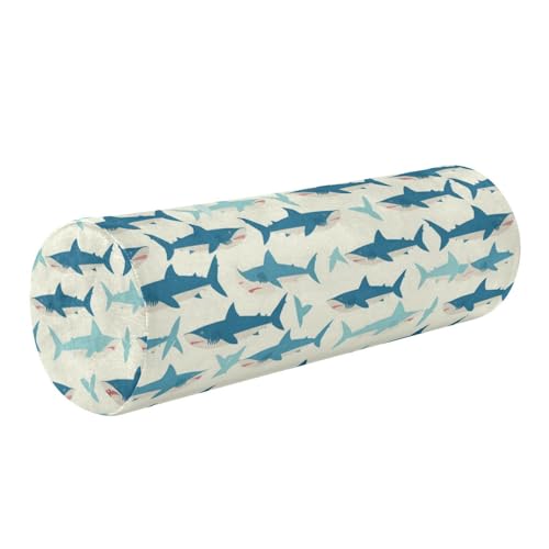 GuoChe Almohada redonda para silla, almohada cilíndrica para soporte de rodilla, diseño de animales lindos, color azul marino, beige, 14 x 43 cm