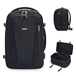ECOHUB 16'' Travel Backpack Underseat Carry on Backpack Personal Item Travel Bag Airplane with 13 Pockets Carry on Luggage Water Bottle Holder USB Charging Port Casual Daypack for Women Men Black