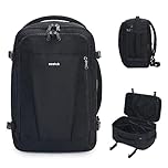 ECOHUB 16'' Travel Backpack Underseat Carry on Backpack Personal Item Travel Bag Airplane with 13 Pockets Carry on Luggage Water Bottle Holder USB Charging Port Casual Daypack for Women Men Black