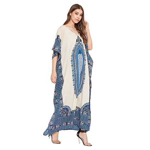 Image of Oussum Women Plus Size Kaftan Kimono Loose Maxi summer dresses for women Beach 3 /4 Sleeve Casual lounge dress Boho