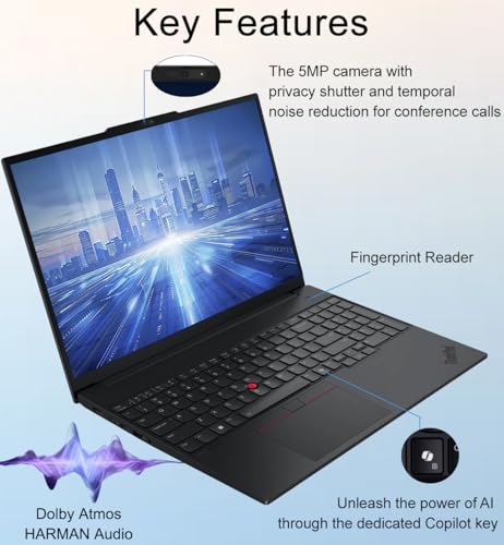 Image of Lenovo ThinkPad E16 Gen 3 Business AI PC Laptop (16 inch FHD+ Anti-Glare, Intel 16-Core Ultra 7 255H (> i7-13700H), 16GB DDR5 RAM, 512GB SSD) Fingerprint, 5MP Webcam, Thunderbolt 4, Win 11 Pro, 2025