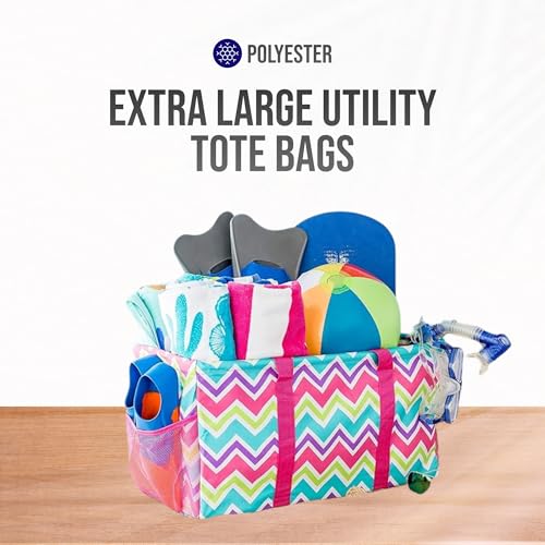 Image of Extra Large Utility Tote Bag - Oversized Collapsible Pool Beach Canvas Basket