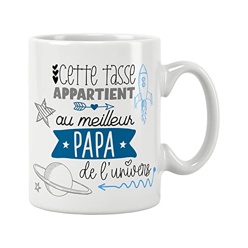 ÉNJA Création. Mug papa. Papa/Tasse – Le meilleure de l'univers - Futur papa - Cadeau anniversaire Cadeau original. Céramique haute qualité 11oz - 320 ML...