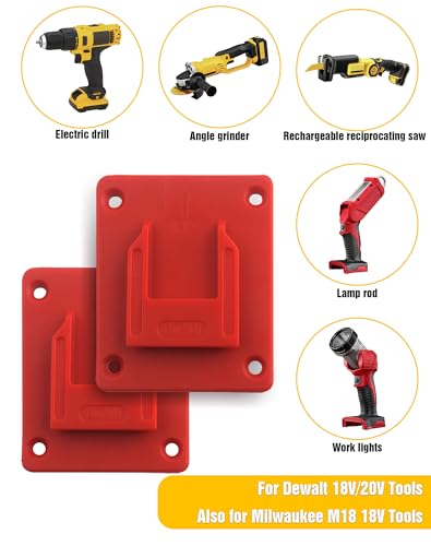 6-Pakete Werkzeughalter Halterung für Milwaukee M18 Werkzeug,Auch passend für Dewalt 20V Werkzeug, Bohrer Halter,Aufhänger (Menge 6,Rot)