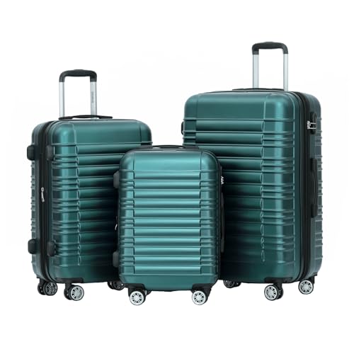 BEIBYE Hartschalen Koffer Trolley Rollkoffer Reisekoffer Zwillingsrollen Kofferset (Dunkelgrün,...
