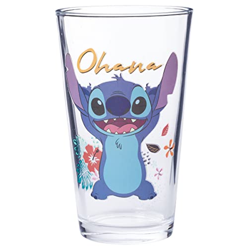 Image of Silver Buffalo Lilo and Stitch Tropical Chillin Ohana 4-Pack. Pint Glass Set, 16-Ounces