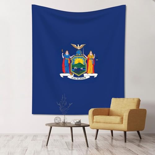 YHBLYKXP Wandteppich, Motiv: New Yorker Staatsflagge, Raum-Wandteppich, geeignet für Schlafsaal-Dekoration, Picknickdecke