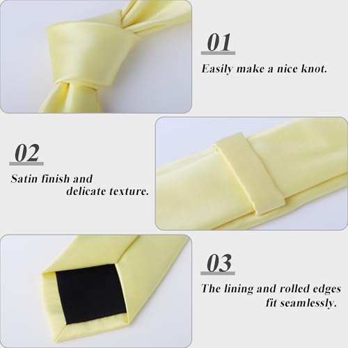 Image of Landisun Black Tie Men Women Solid Skinny Ties Slim Ties Satin Tie